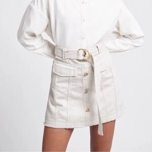 Aje Arlo Cream Denim Skirt